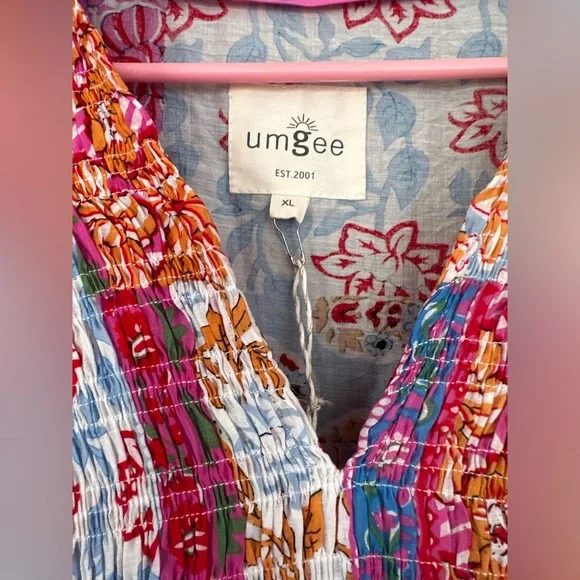 Umgee Boho Mixed Floral Patchwork Babydoll Mini Dress XL - Picture 7 of 14